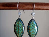 Little Green Leaf Earrings Pysanky Eggshell Jewelry by So Jeo : pysanky pysanka ukrainian easter egg batik art eggshell jewelry pendants earrings drop dangle etched flowers gift women accessories accessory pendant necklace bail crystal finding sterling silver filled sojeo flowers celtic purple white red pink brown green purple orange cream burgundy magenta teal turqoise crows crow blue black so jeo art handmade